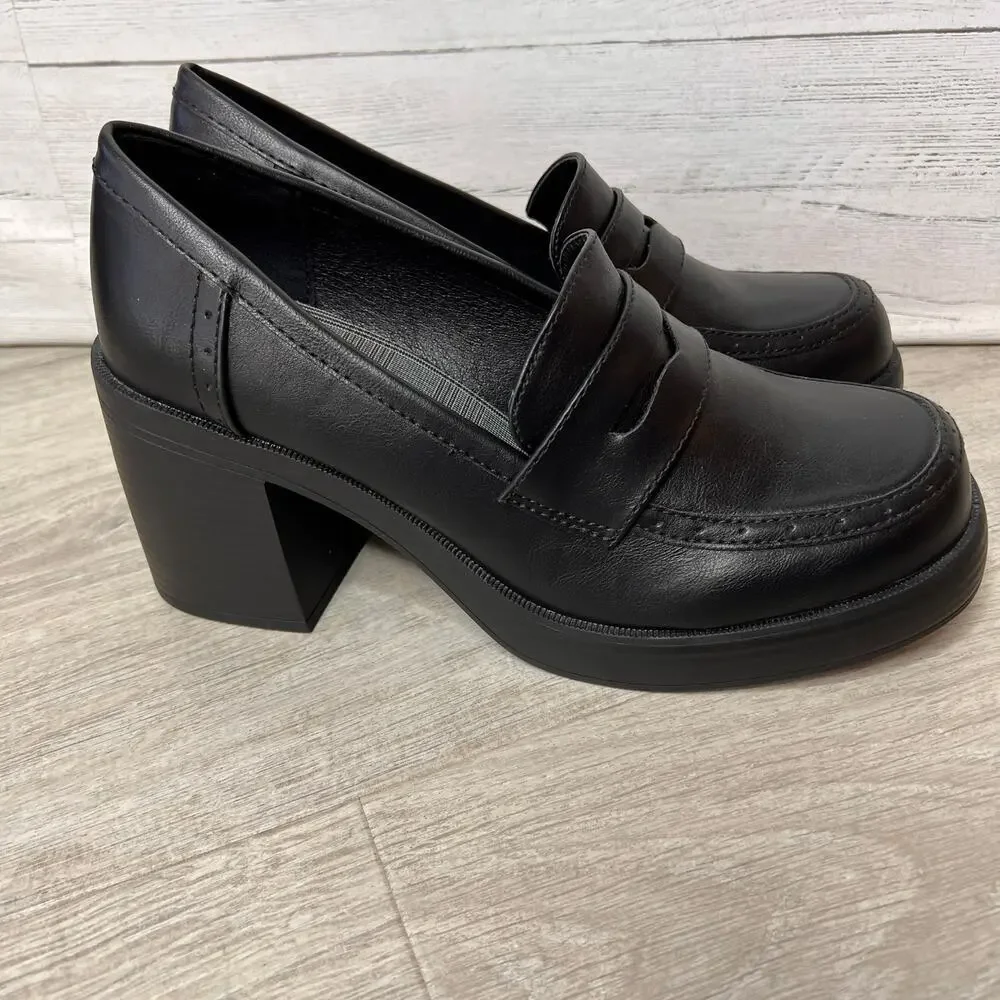 Jellypop Shoes Womens Size 10M Black Chunky Whitney Penny Loafers Block Heel